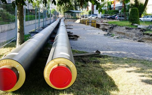 replacement and reconstruction of the heating system pipelines on the street in the city